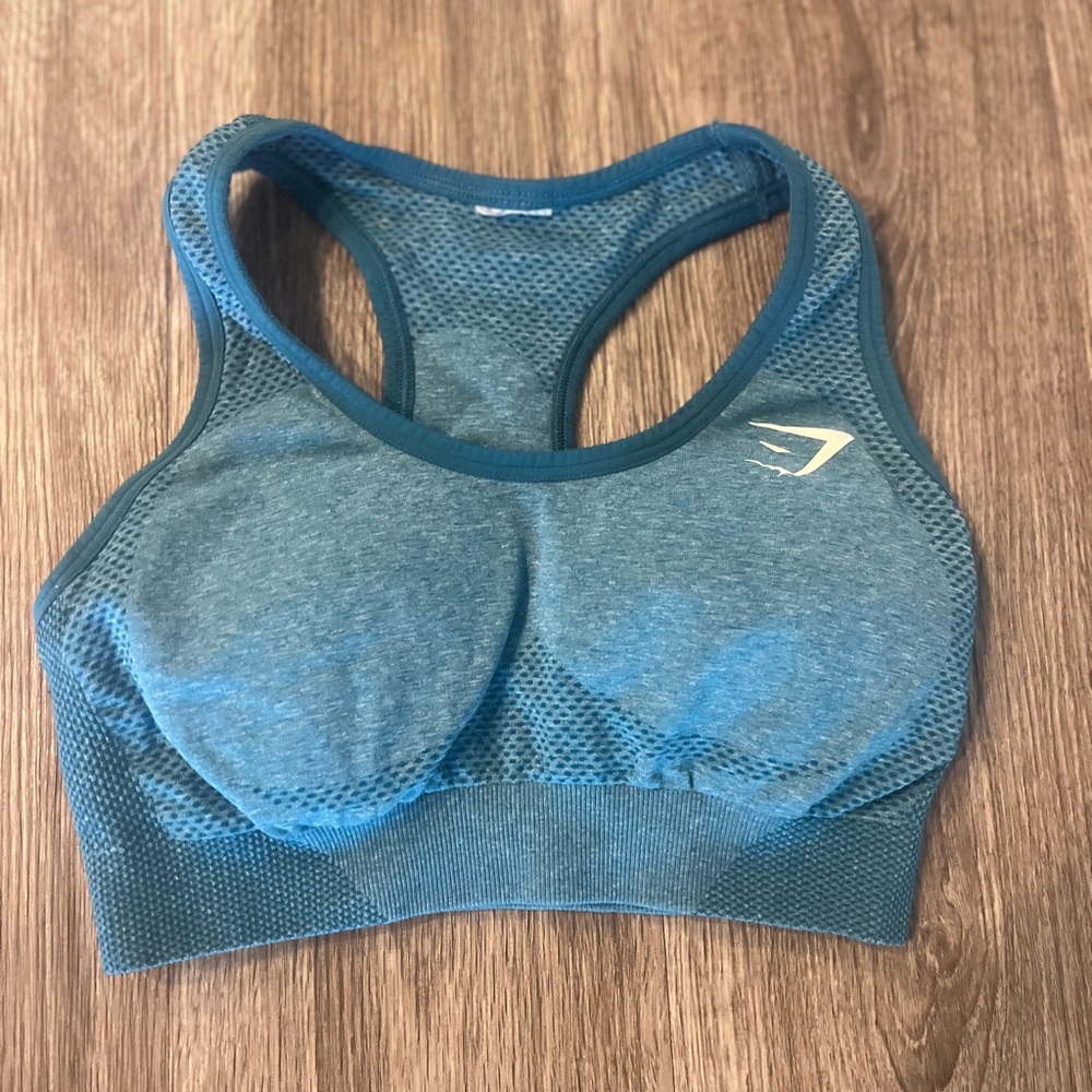 GYMSHARK | Vital Seanless 2.0 Sport Bra Workout Top - XS Tahoe Teal Marl